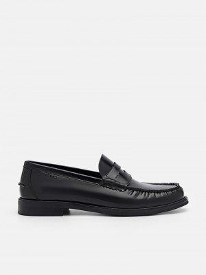 Men's Pedro Leather Penny Loafers Black India | Q9M-1076
