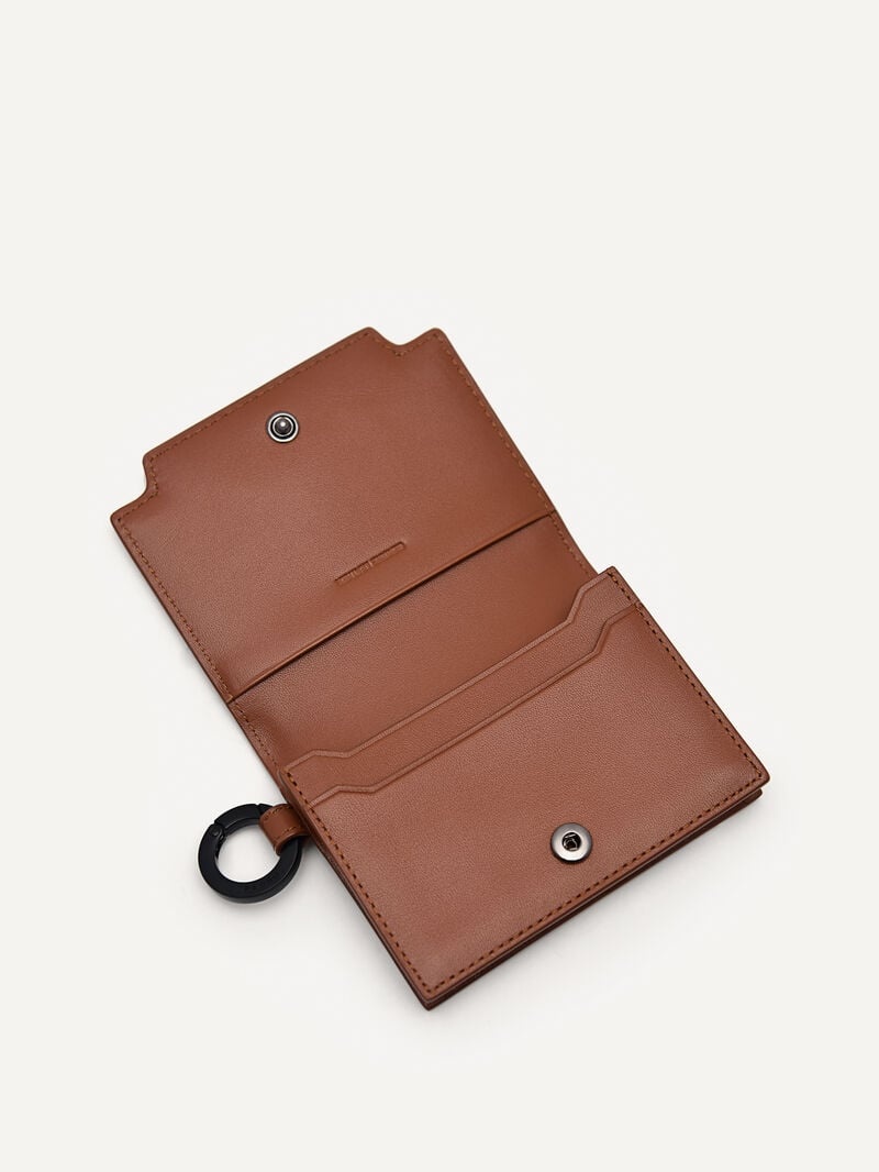 Men's Pedro Leather Bi-Fold with Key Ring Card Holders Cognac India | V2C-7075