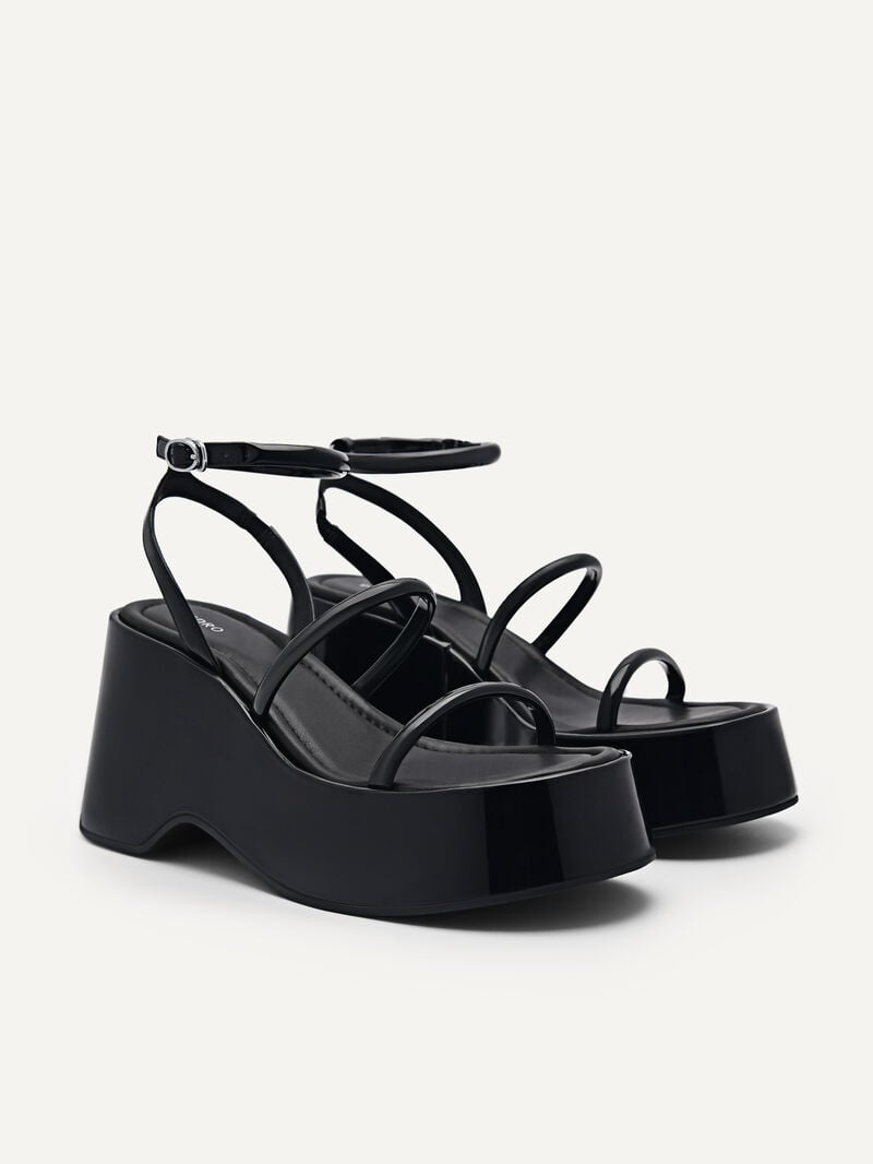 Women's Pedro Aryna Platform Sandals Wedges Black India | A6R-5021