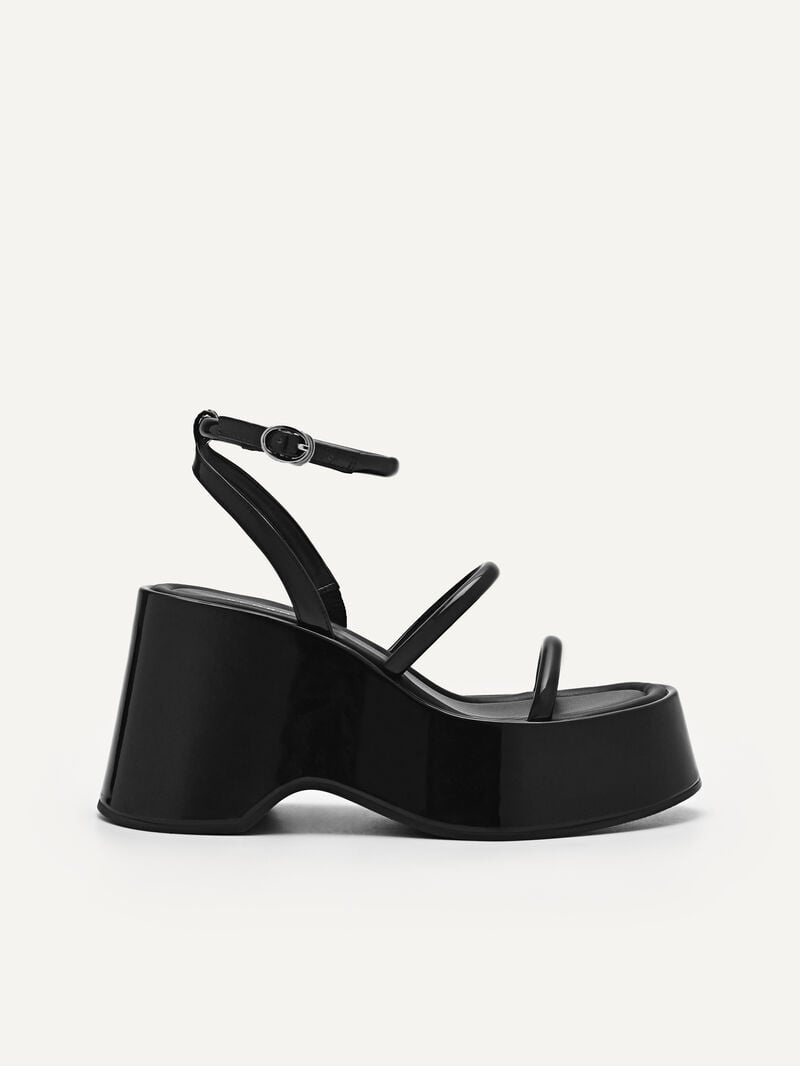 Women\'s Pedro Aryna Platform Sandals Wedges Black India | A6R-5021